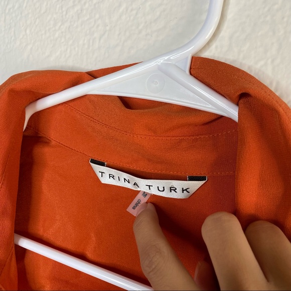 Trina Turk orange silk blouse - Picture 5 of 12